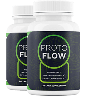 Two bottles of ProtoFlow prostate-support supplement